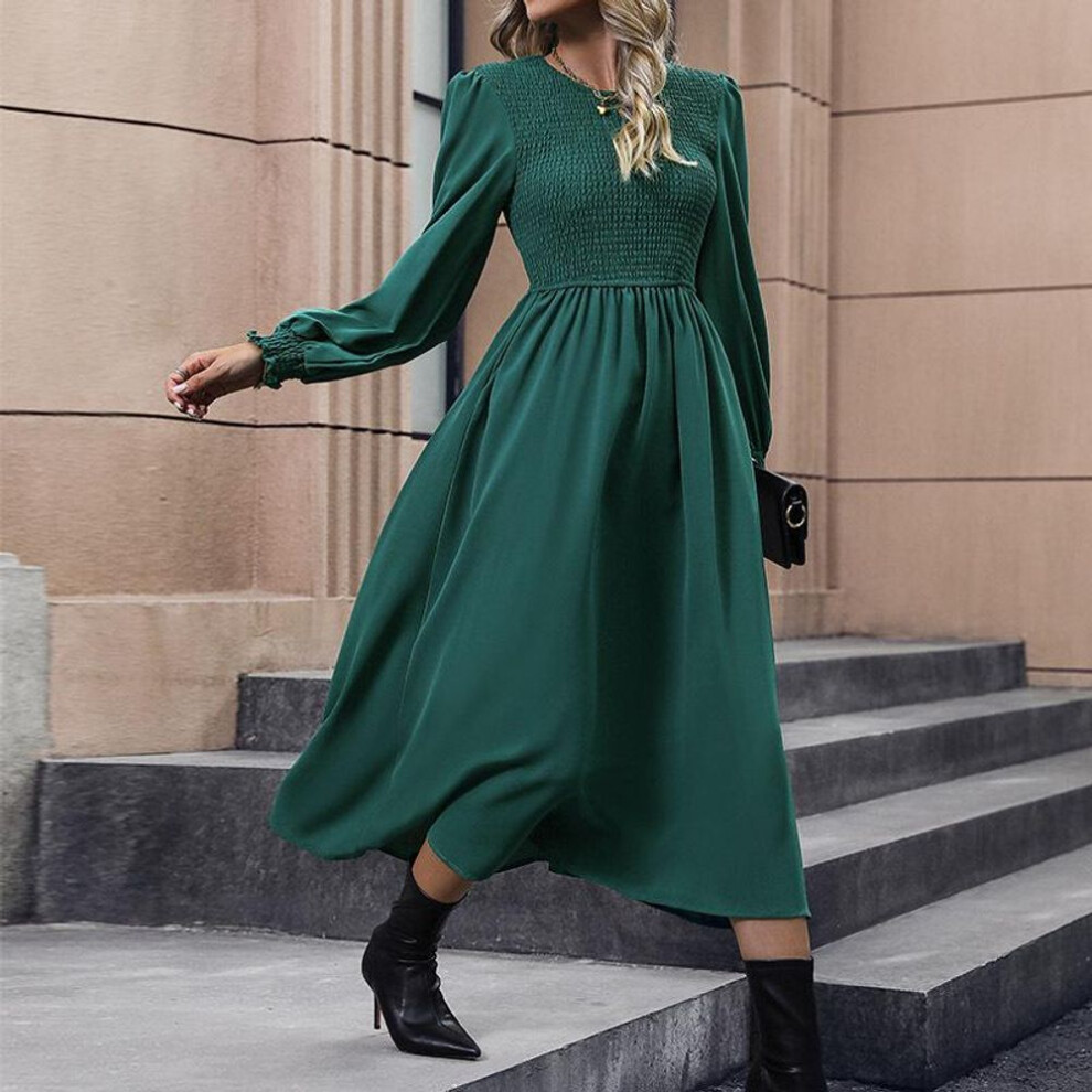 (dark green, Small) Autumn/Winter European & American Women's High-End Dresses and Skirts Collection.