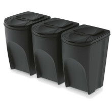 Keden Sortibox 3x35L zwarte recycling afvalbakken set