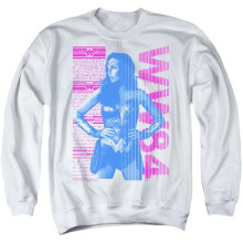 Trevco Sportswear WWM153-AS-2 Wonder Woman 84 Truth Love & Justice Adult Crewneck Sweatshirt, White - Medium