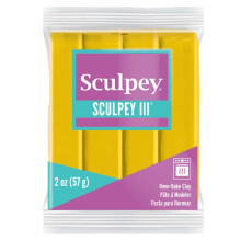 Sculpey III Polymer Ugnsbakad Lera, Gul, Giftfri, 2 oz. bar, Bra för modellering, skulptering och DIY