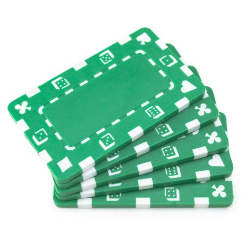 Brybelly 5 Rectangular Poker Chips - European Style Plack (Green)