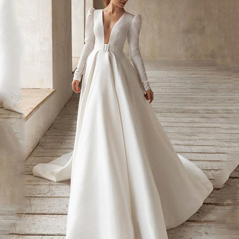 (white, Medium) White French-Style Slim Long Dress for Women - 2025 Spring/Summer European & American Elegance