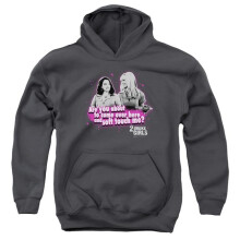 Trevco Sportswear WBT207-YFTH-3 2 Broke Girls Soft Touch Youth Hooded Sweatshirt, Charcoal - Large