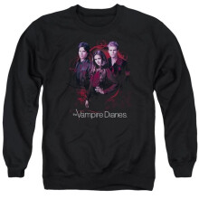 Trevco Sportswear WBT451-AS-1 Vampire Diaries Company of Three Adult Crewneck Sweatshirt, Black - Small