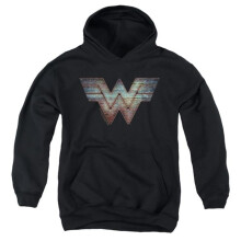 Trevco Sportswear WWM168B-YFTH-4 Wonder Woman 84 Static Logo Youth Hooded Sweatshirt, Black - Extra Large