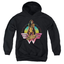 Trevco Sportswear WWM181-YFTH-3 Wonder Woman 84 Color Pop Youth Hooded Sweatshirt, Black - Large