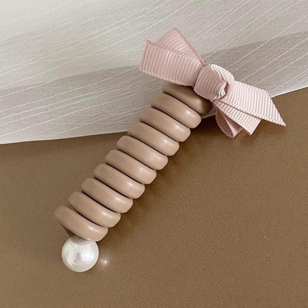 (light pink) "fashionable Bubble Braid Hair Rope With Bow - Women's High Ponytail Elastic Band