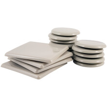 Super Sliders 3 1/2"" Round  5"" Square Reusable Furniture Sliders for Carpet - Effortless Moving and Surface Protection  Beige (16 Pack)