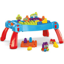 MEGA BLOKS First Builders Toddler Blocks Toy Set Build n Learn Activity Table with 30 Pieces and Storage Blue Ages 1+ Years (Amazon Exclusive)