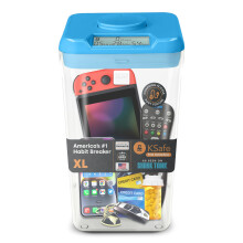 Kitchen Safe Time Locking Container (XL) Timed Lock Box for Cell Phones Snacks and other unwanted temptations (Blue Lid + 10.4 Clear Base with Access