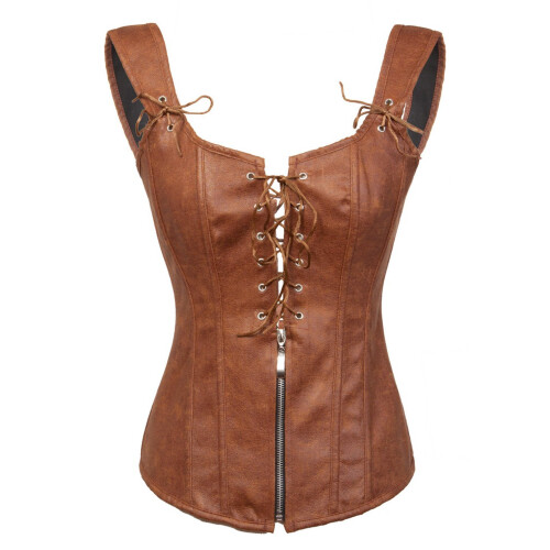 Bslingerie Damen Bustier - Gothic Kunstleder Korsett