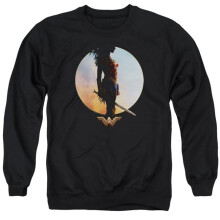 Trevco Sportswear WWM136-AS-2 Wonder Woman Movie Wisdom & Wonder Adult Crewneck Sweatshirt, Black - Medium