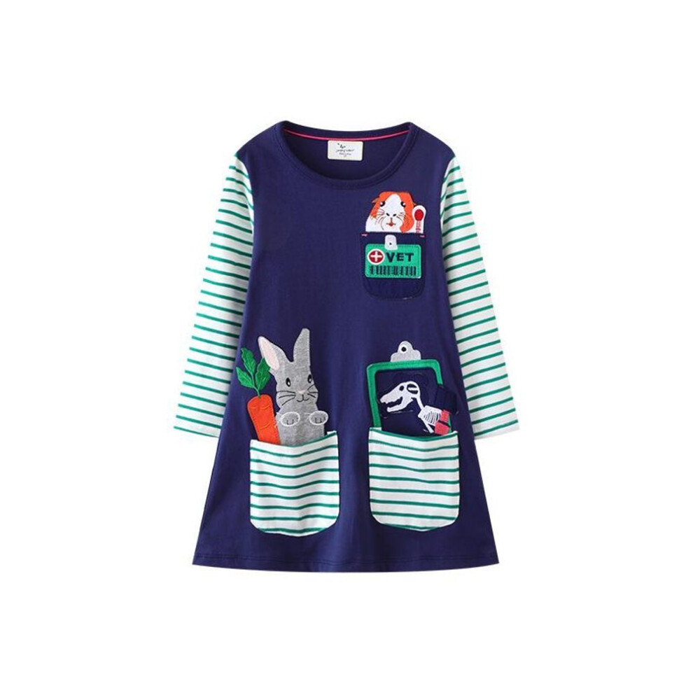 (130-135 cm) "2023 New Arrival: European & American Style Girls' Long Sleeve Cotton Knit Cartoon Princess Dress For Spring & Autumn