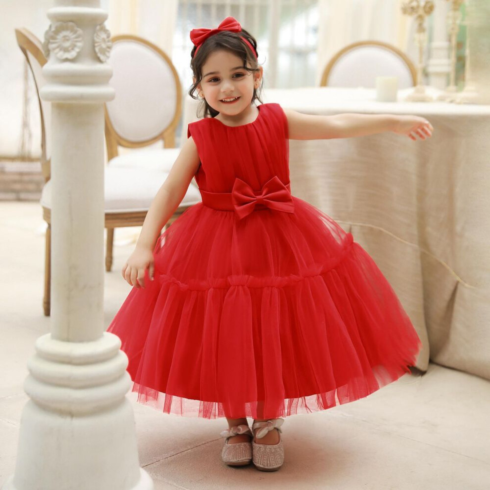(red, 3T (100 cm)) "girls' Mesh Princess Tutu Dress - Flower Girl Or Birthday Outfit