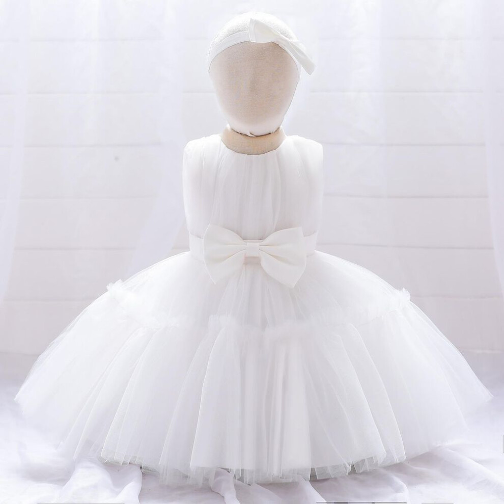 (white, 3-6M (70 cm)) "girls' Mesh Princess Tutu Dress - Flower Girl Or Birthday Outfit