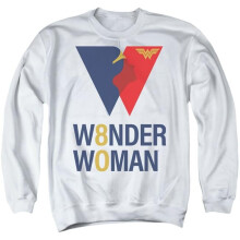 Trevco Sportswear JLA1299-AS-2 Wonder Woman 80th Logo Adult Crewneck Sweatshirt, White - Medium