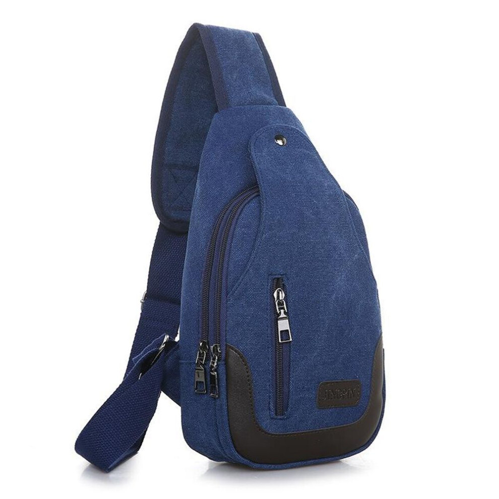 (dark blue) "bags 2023 New Men's Canvas Messenger Shoulder Chest Bag, Small Casual Backpack, Waist Bag