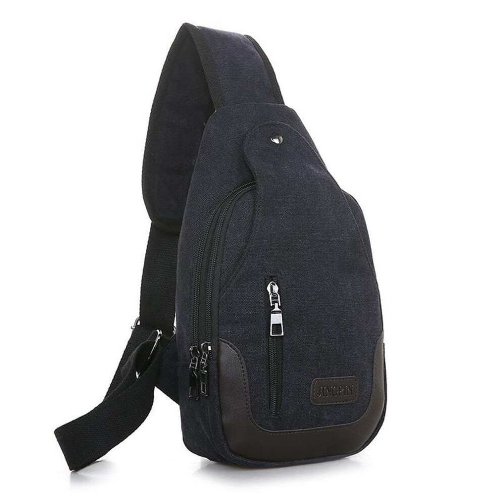 (black) "bags 2023 New Men's Canvas Messenger Shoulder Chest Bag, Small Casual Backpack, Waist Bag