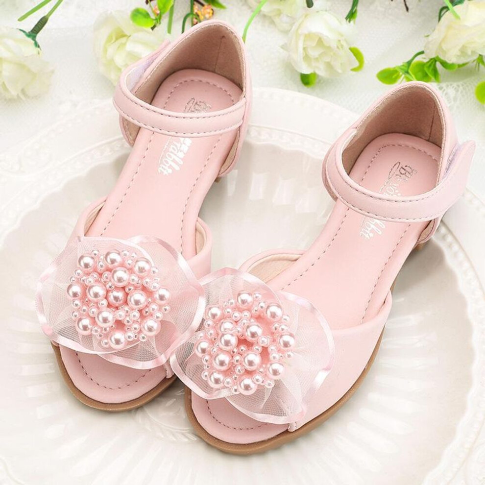 (pink, 27) "2024 New Soft Leather Princess Sandals For Girls - Summer Dance Shoes For Toddlers & Little Girls