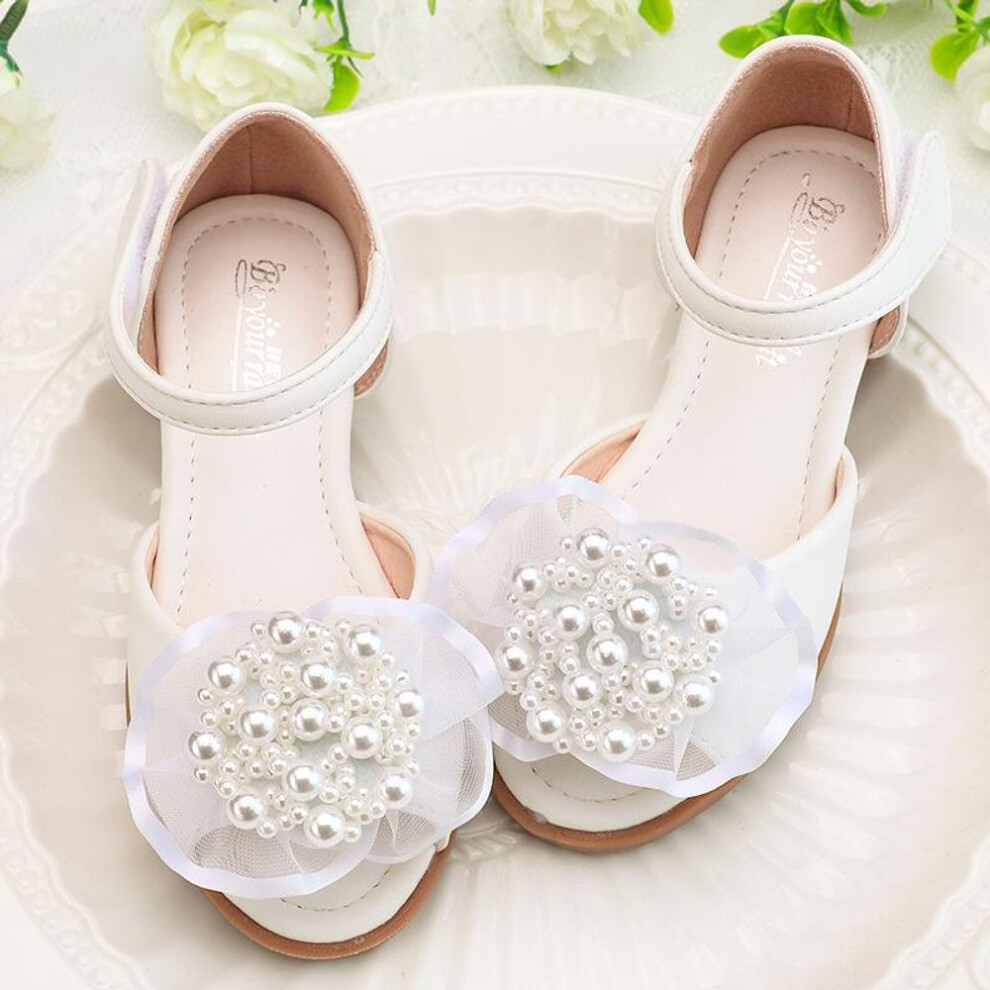(white, 30) "2024 New Soft Leather Princess Sandals For Girls - Summer Dance Shoes For Toddlers & Little Girls