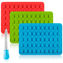 Slik-silikoneforme og isterningbakker SENHAI 3-pak Gumdrop Jelly Forme Chokoladeforme S?beforme - Bear