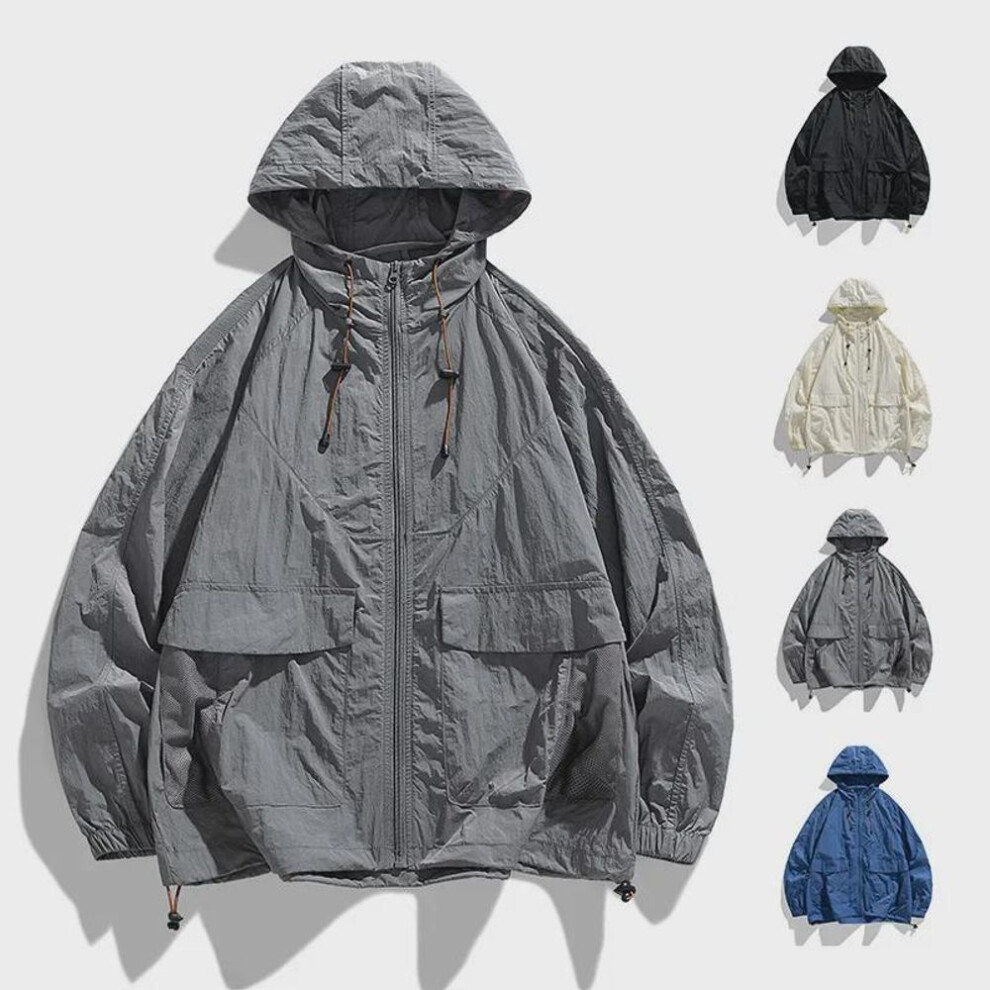(black, Large) Men's Thin Windbreaker Jacket With Uv Protection - New Summer Fashion For Couples