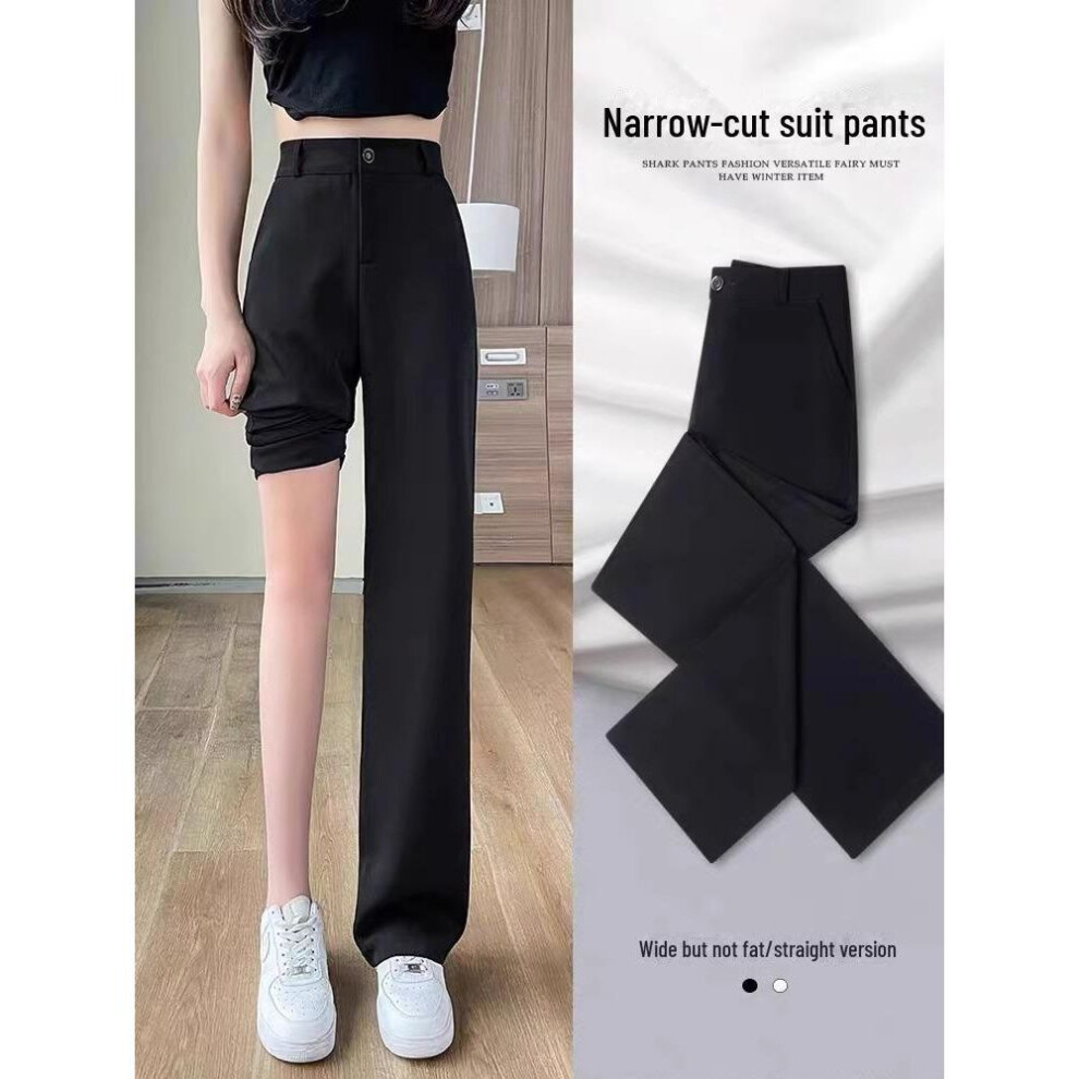 (black, XXL) Women's Black High-waist Wide-leg Pants - 2024 Spring/summer Collection: Versatile, Casual, Suit Trousers