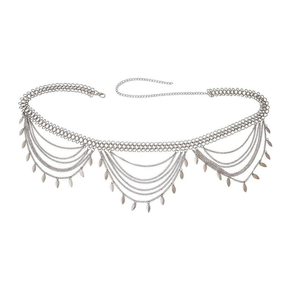 (silver) "summer Metal Leaf Ethnic Waist Chain - European & American Multi-layer Jewelry