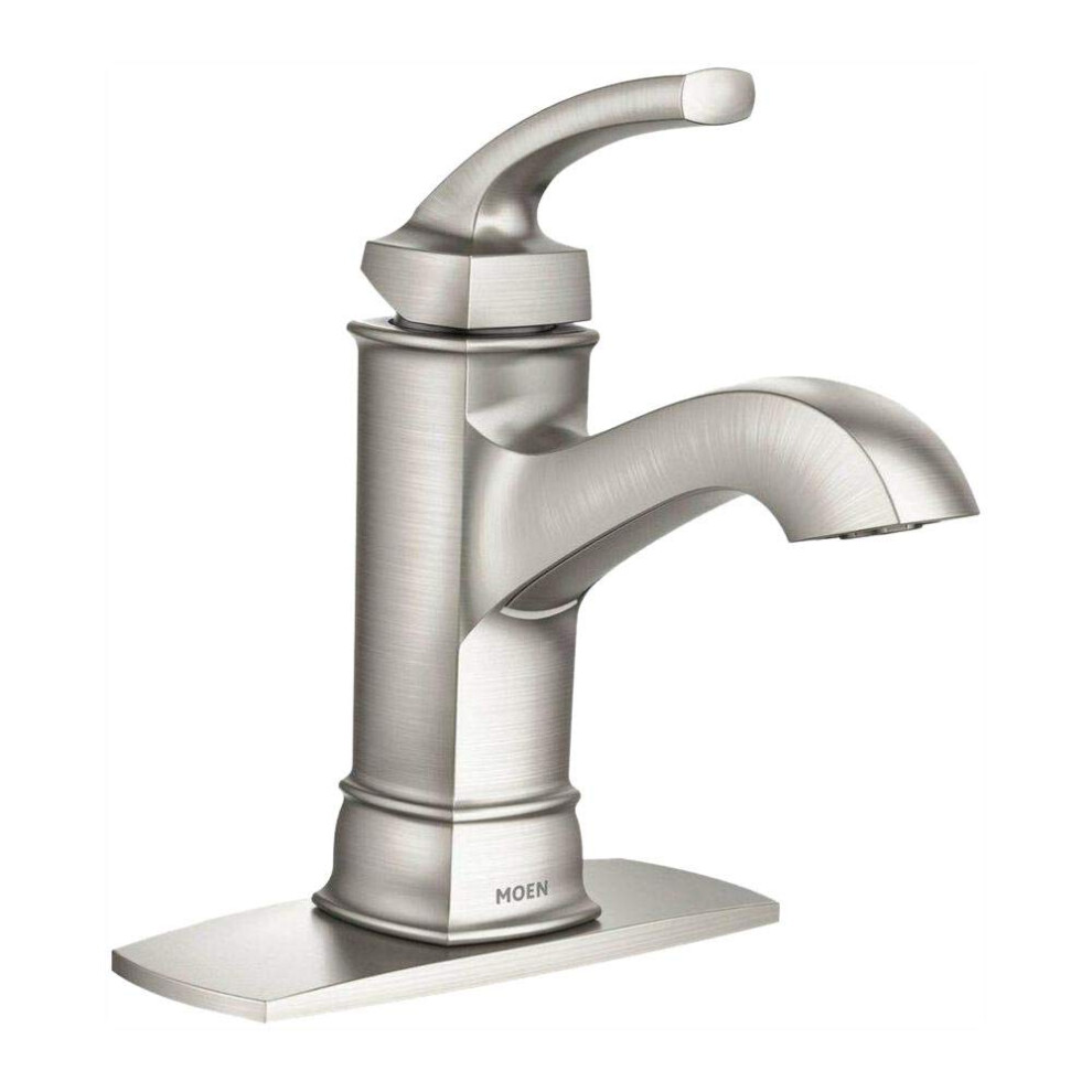 Robinet de salle de bain     poign   e unique 1 trou Moen WS84414MSRN Hensley Spot Re