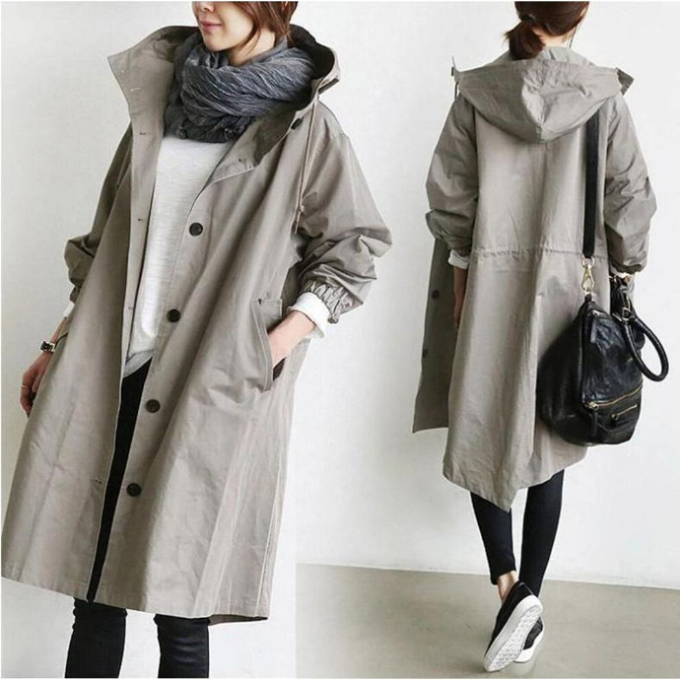 (light gray, 3XL) Women's British Style Windbreaker - Medium-Length, Waist-Tied, Long-Sleeved Coat for Autumn & Winter (2025)