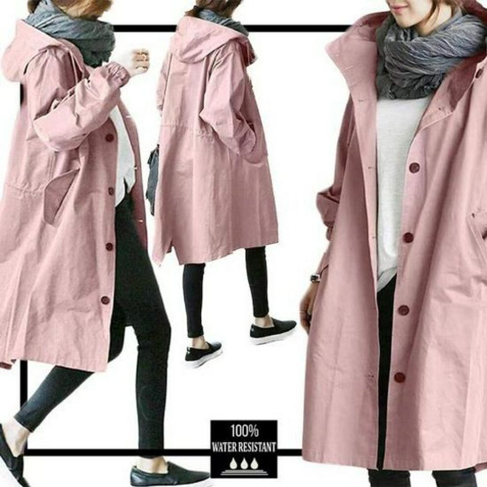 (pink, XL) Women's British Style Windbreaker - Medium-Length, Waist-Tied, Long-Sleeved Coat for Autumn & Winter (2025)
