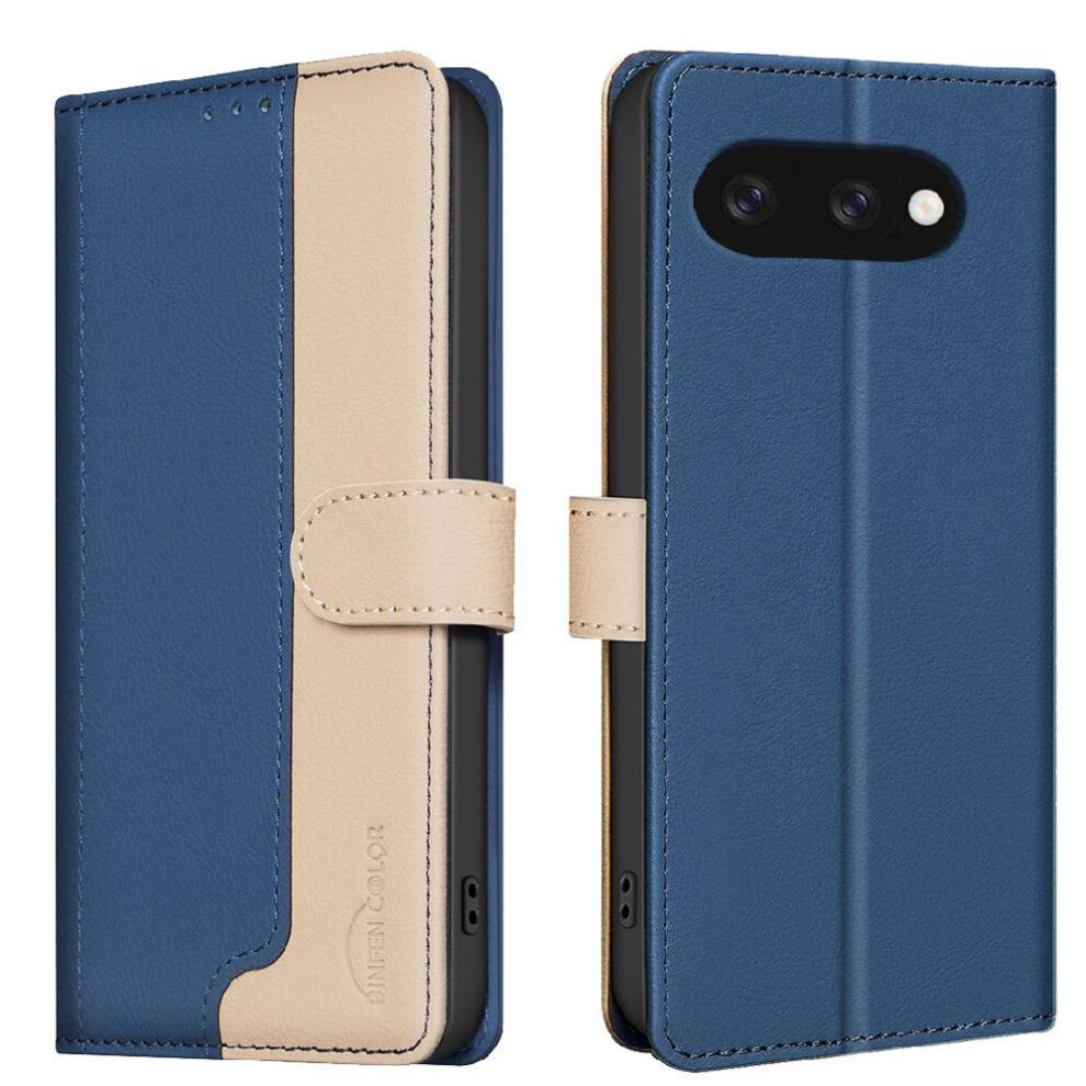 (Blue) Flip Case For Google Pixel 9A Flip Folio Kickstand Card Slots Holder Shockproof Tpu Inner Shell Rfid Blocking Blue 764490334266