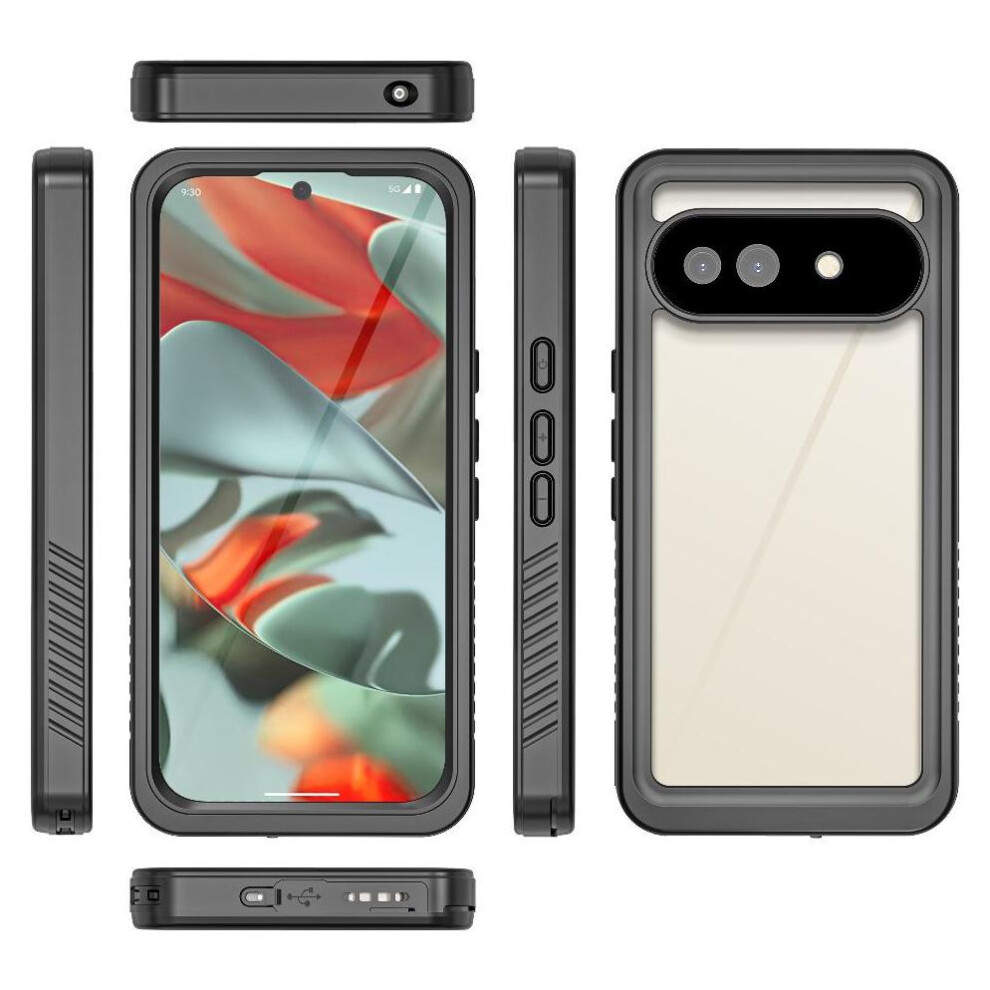 (Black) Waterproof Case For Google Pixel 9A In Screen Protector Ip68 Waterproof Full 12Ft Military Shockproof Black 764490334495