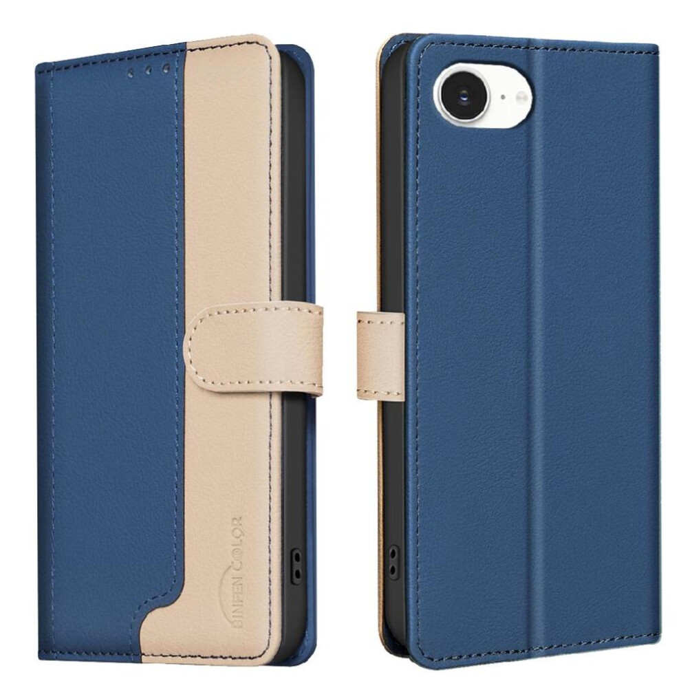 (Blue) Flip Case For Iphone 16E Kickstand Card Slots Holder Shockproof Tpu Inner Shell Rfid Blocking Flip Folio Blue 764490334624