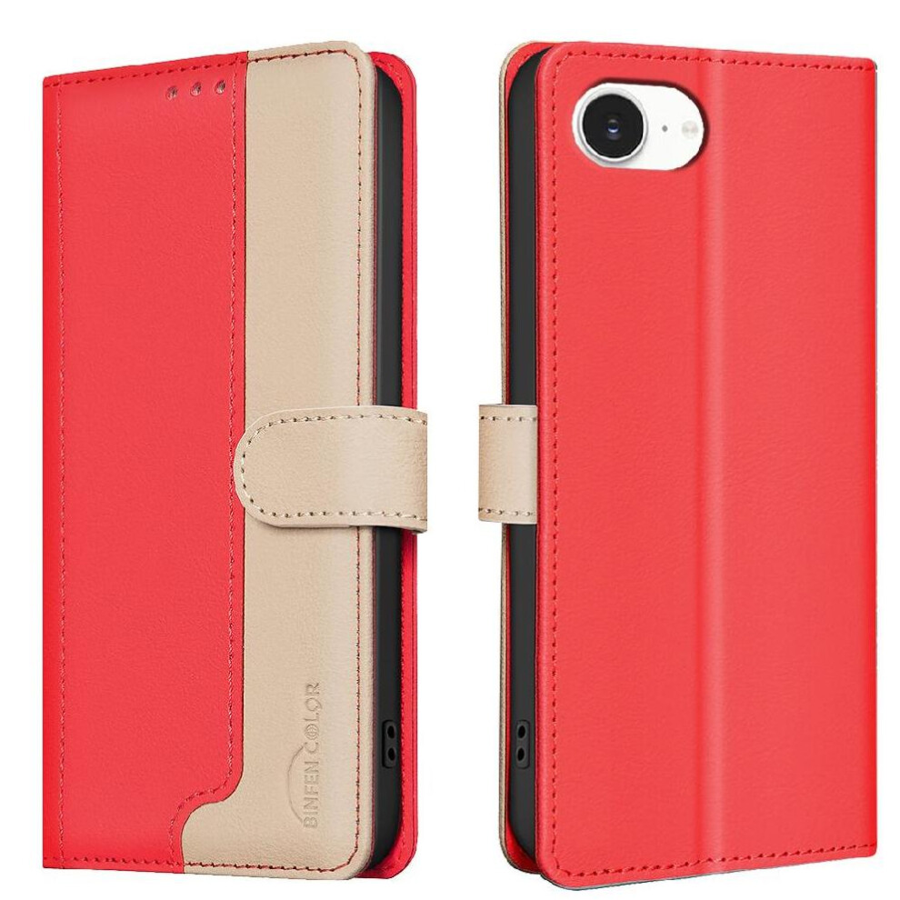 (Red) Flip Case For Iphone 16E Kickstand Card Slots Holder Shockproof Tpu Inner Shell Rfid Blocking Flip Folio Red 764490334600