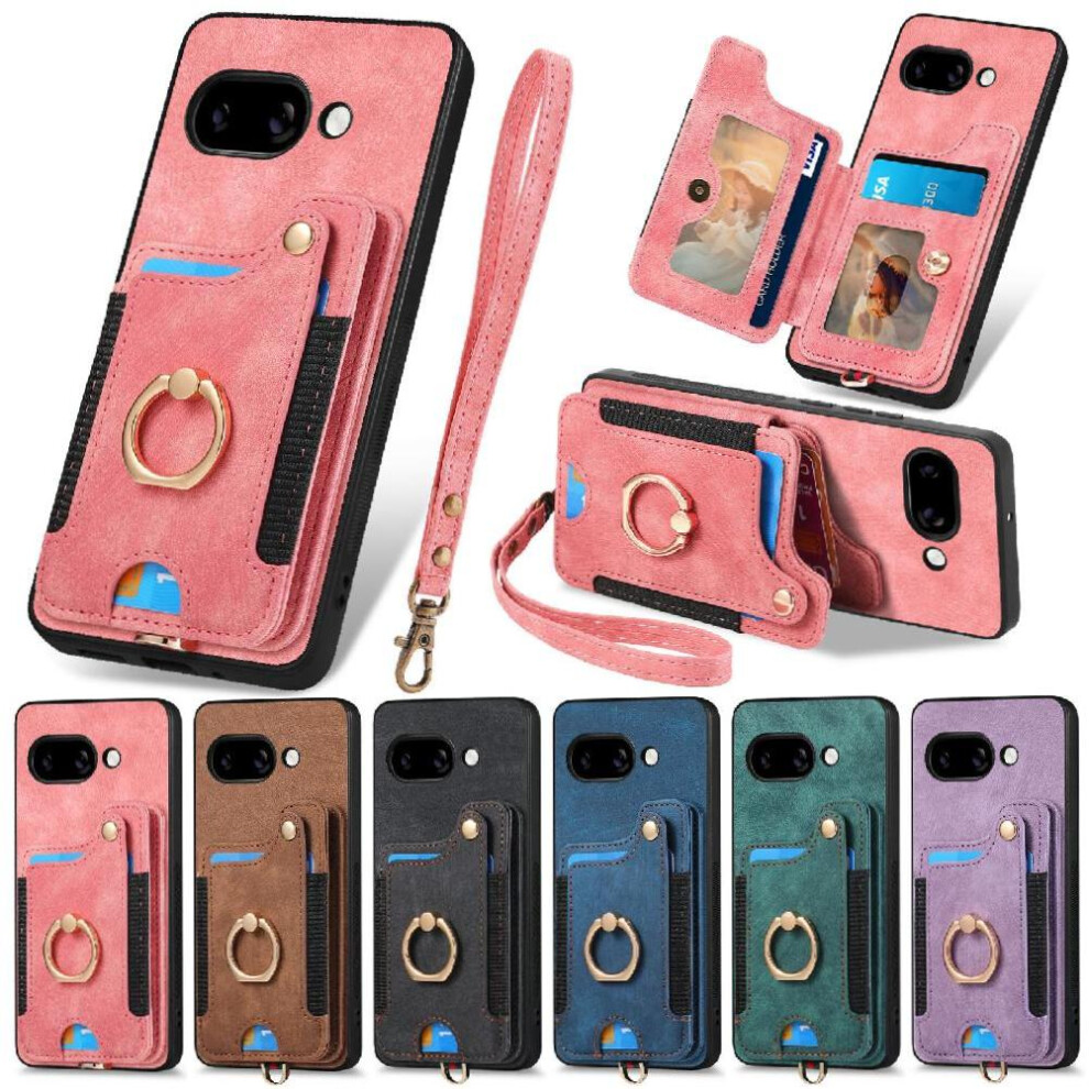(Pink) Case For Google Pixel 9A Ring Holder Gift Rfid Blocking Car Mount Magnetic Wrist Strap Pink 764490334501