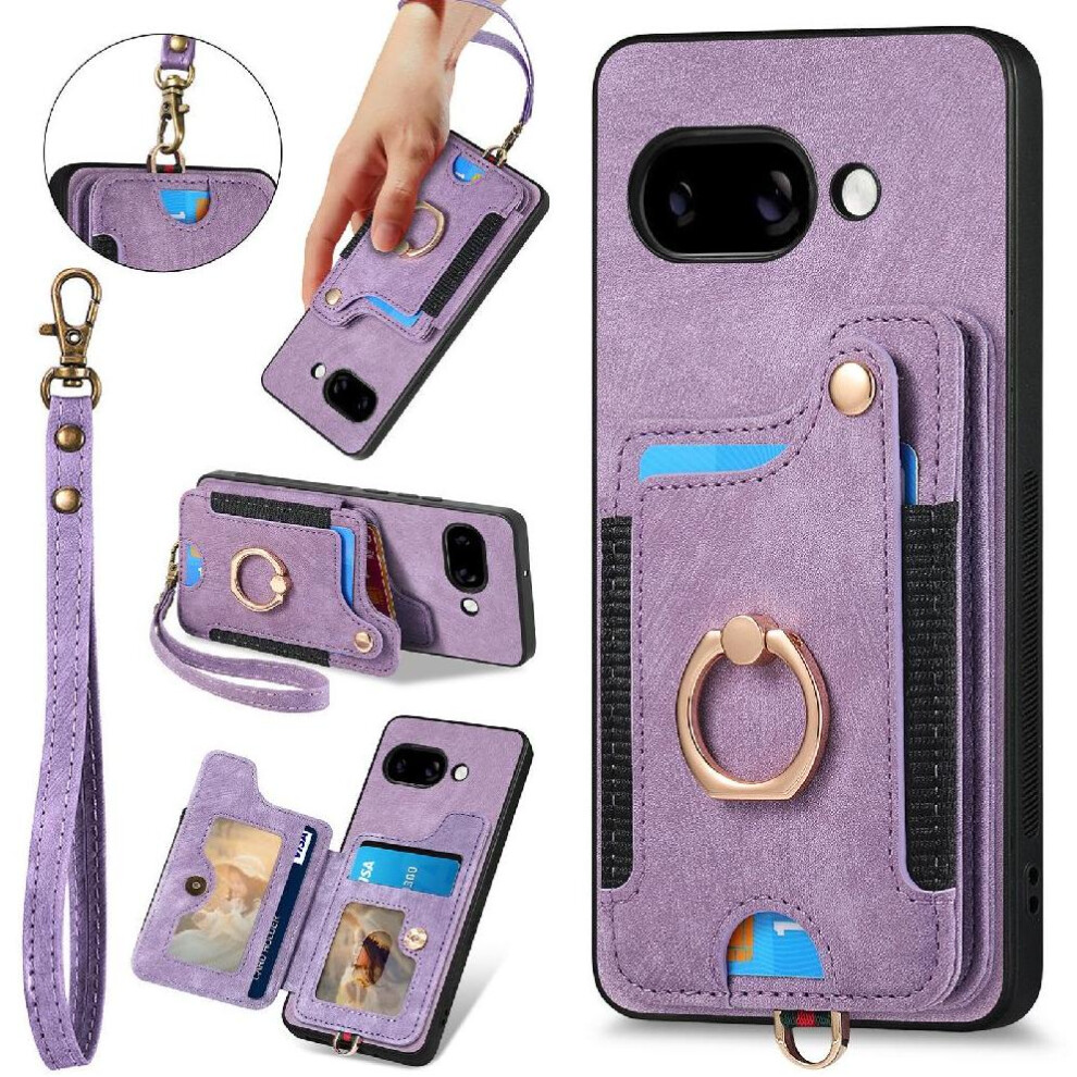 (Purple) Case For Google Pixel 9A Ring Holder Gift Rfid Blocking Car Mount Magnetic Wrist Strap Purple 764490334556