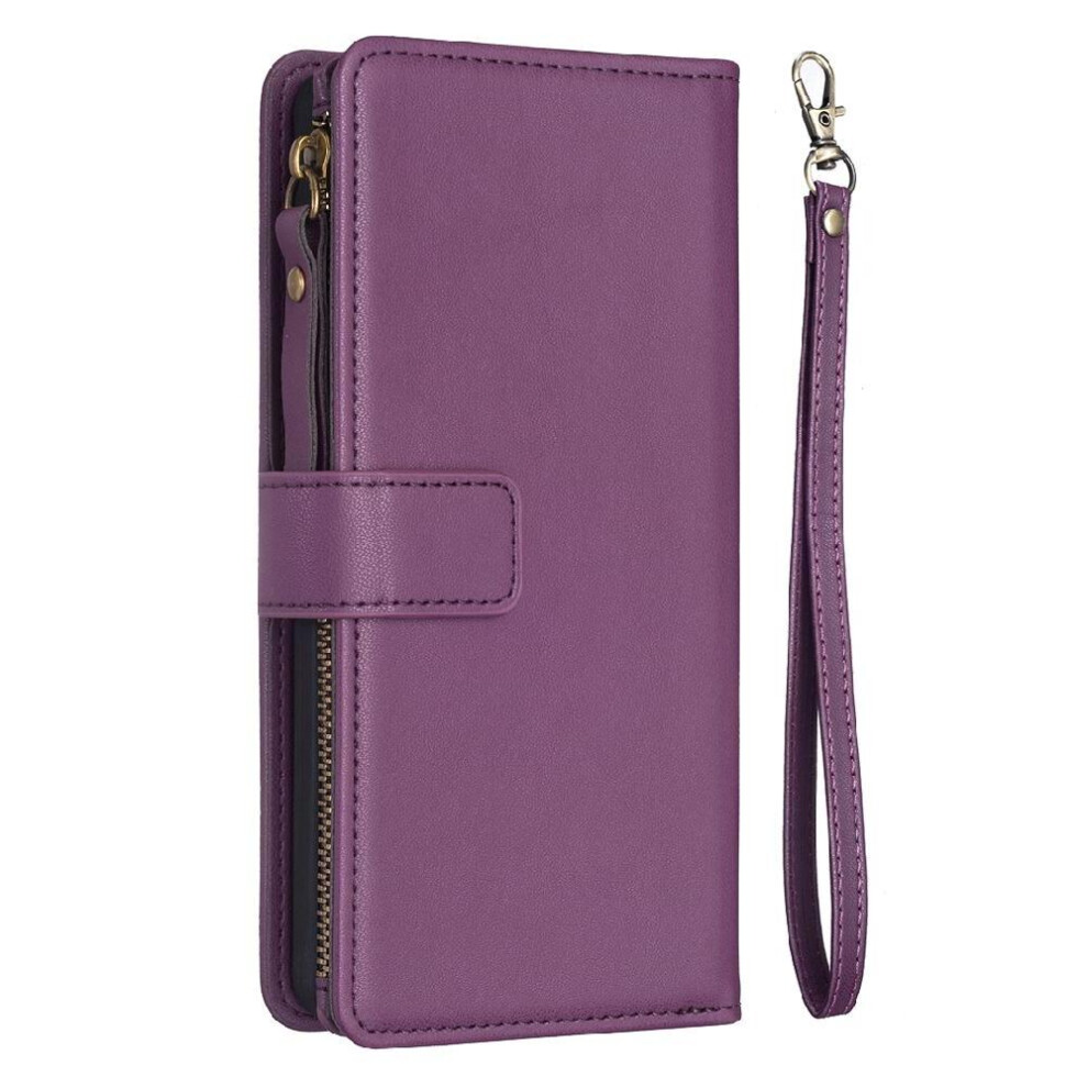 ( Violet) Flip Case For Iphone 16E Wallet Splicing Multi-Color Multi-Card Slot Business Dark 764490334969