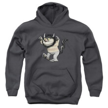 Trevco Sportswear WBM701-YFTH-4 Where The Wild Things Are Carol Youth Hooded Sweatshirt, Charcoal - Extra Large