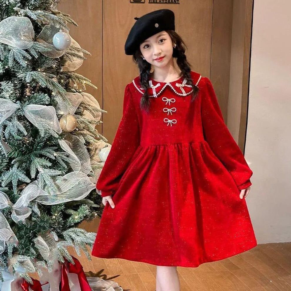 (red, 150 cm) Girls' Princess-style Spring/autumn Doll Collar Dress