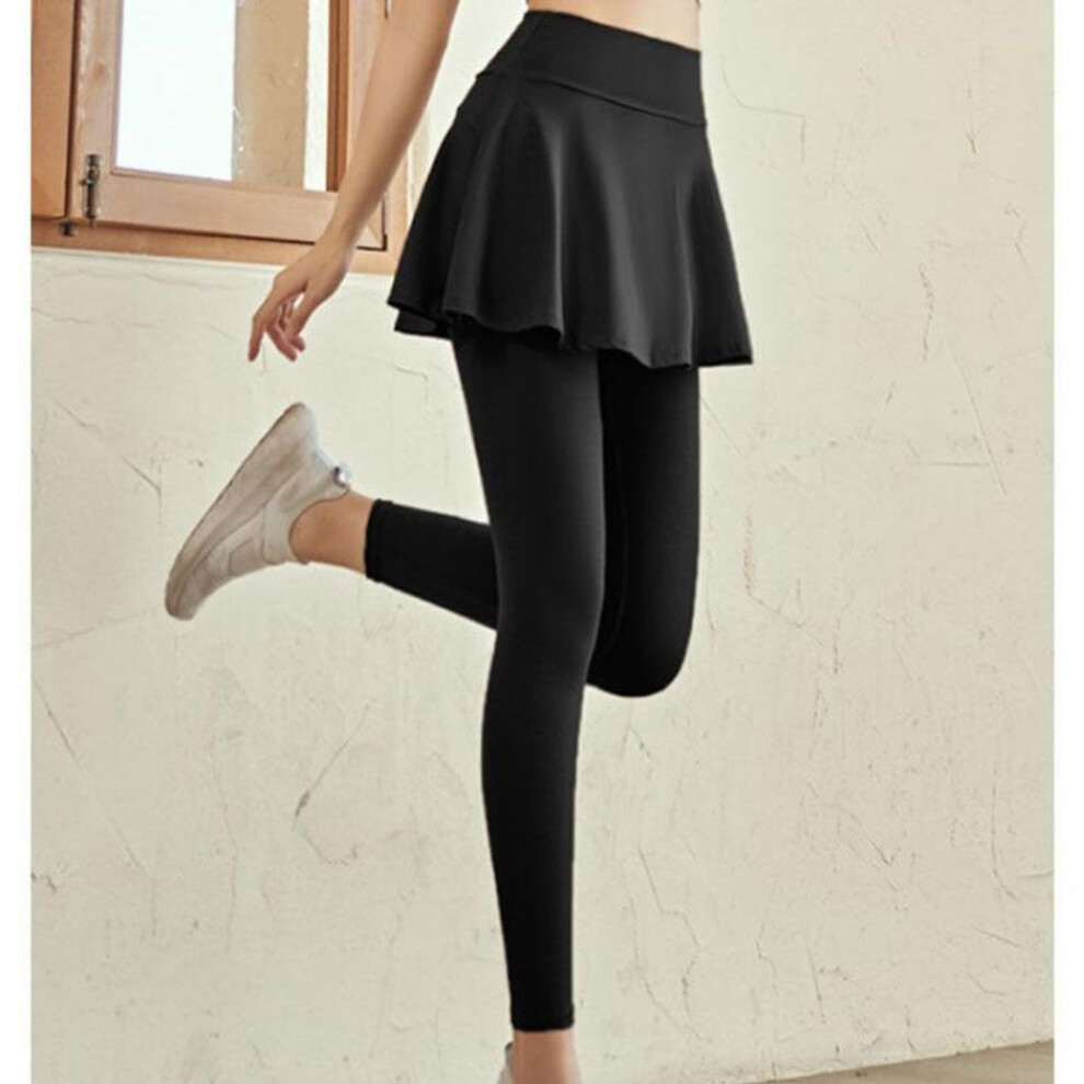 (black, S) High Waist Quick-Dry Yoga Skirt Pants - Women's Slim Fit Fitness Trousers