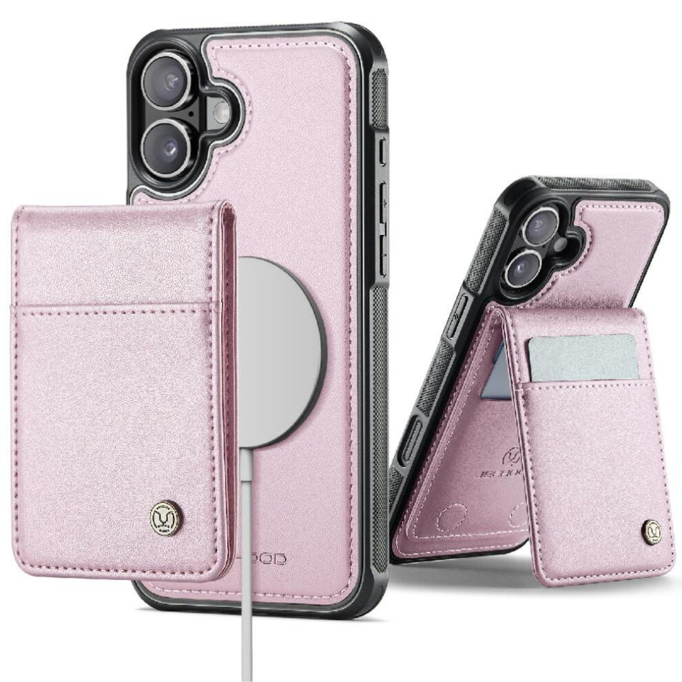 (Pink) Compatible With Iphone 16 Case Stand Rfid Cardsllots Wireless Charging Pink 764490337533