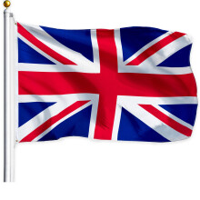 G128 UK United Kingdom Flag 3x5 Ft LiteWeave Series Printed 100D Polyester Country Flag Vibrant Colors Brass Grommets