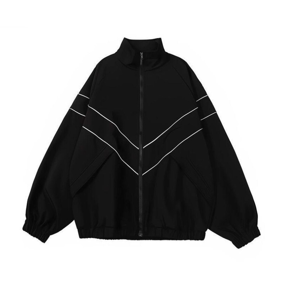 (black, Triple Extra Large) "Reflective Windproof Jacket for Men and Women - Casual Autumn/Winter Outerwear for Couples and Teens