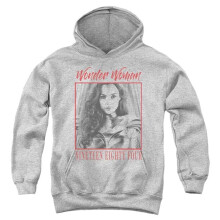 Trevco Sportswear WWM272B-YFTH-2 Wonder Woman 84 Wonder Chic Youth Hooded Sweatshirt, Athletic Heather - Medium