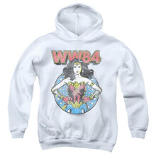 Trevco Sportswear WWM151-YFTH-1 Wonder Woman 84 Star Circle Youth Hooded Sweatshirt, White - Small