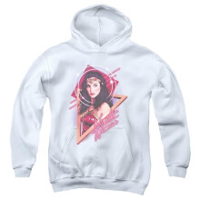 Trevco Sportswear WWM155-YFTH-3 Wonder Woman 84 Soft Glow Youth Hooded Sweatshirt, White - Large