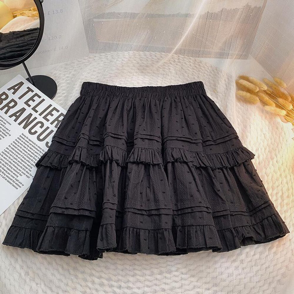 (black, XL) 2025 Women's White Ruffled Short Skirt: Slim-Fit, High-Waist, Anti-Exposure, Perfect for Summer