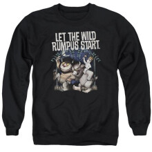Trevco Sportswear WBM705-AS-4 Where The Wild Things Are Wild Rumpus Adult Crewneck Sweatshirt, Black - Extra Large