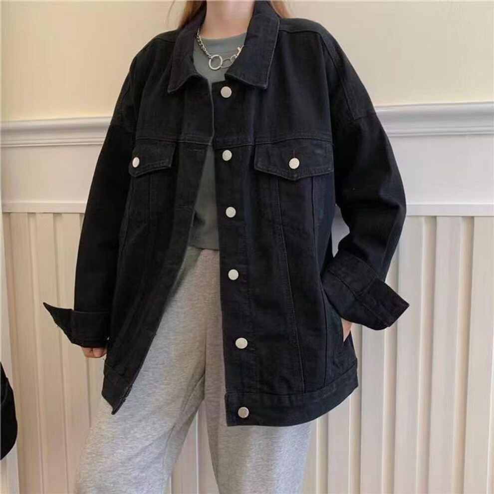(black, 2XL) 2023 Women's Black Korean BF Casual Loose Denim Jacket - Trendy Spring/Autumn Style